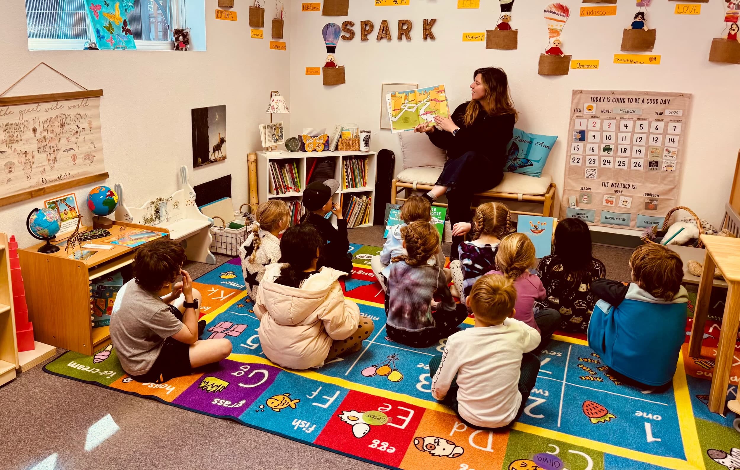 Teacher reading to students in classroom